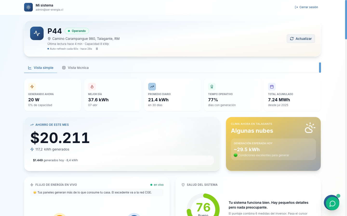 Portal Mi Sistema SER — vista en navegador